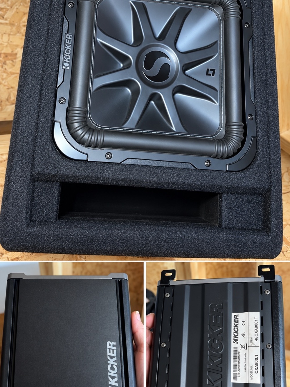 KICKER Powered Subwoofer and Amp Bundle in Black